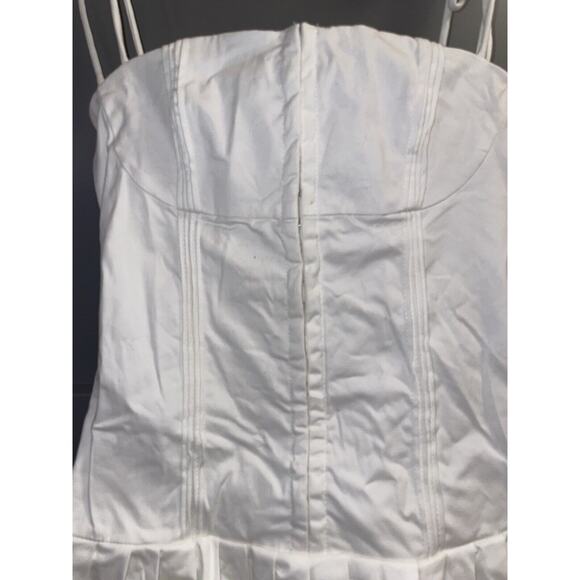 Edikted Perri XS White Pleated Corset Mini Visit Tie Shoulder Straps Drop Waist - Picture 4 of 10